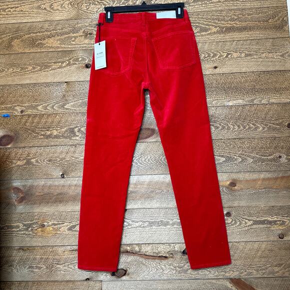 RE/DONE High Rise Ankle Crop Pants in Red Velvet Size 26 NWT - Picture 5 of 9